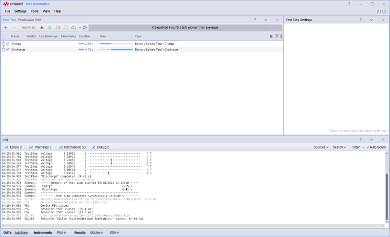 Screenshot of PathWave Test Automation Software GUI
