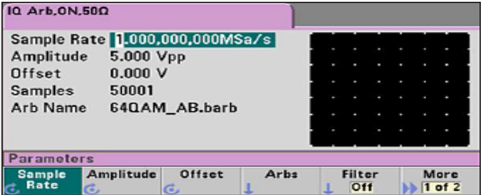 33500B IQ Signal PLayer Screen View